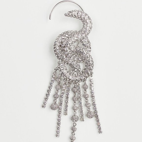 H&M Studio Collection Rhinestone Clip Silver Crawl Earring FOR ONE EAR ONLY - Picture 3 of 11